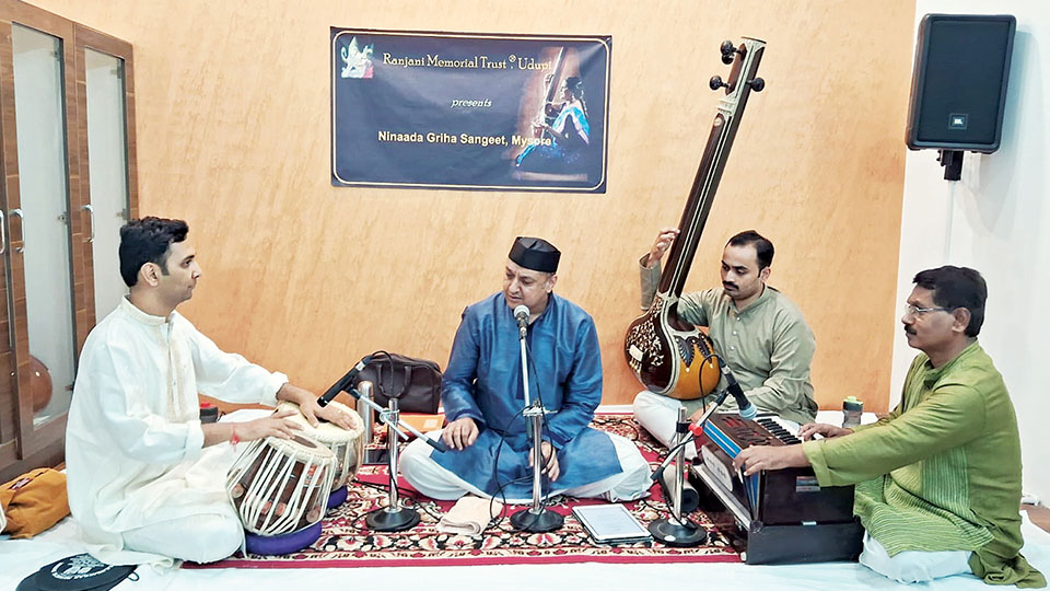 Dr. Dattatreya Velankar performs for ‘Ninaada Griha Sangeeta’