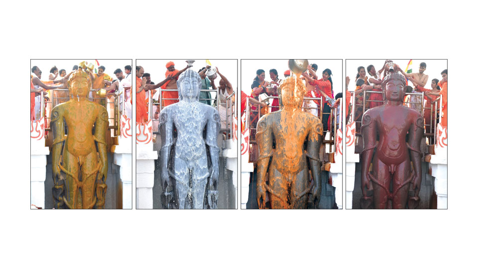 Lord Gommateshwara in different hues