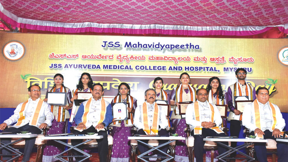 NCISM-MARBISM President Dr. U. Raghurama Bhatta tells students at JSS Ayurveda Medical College