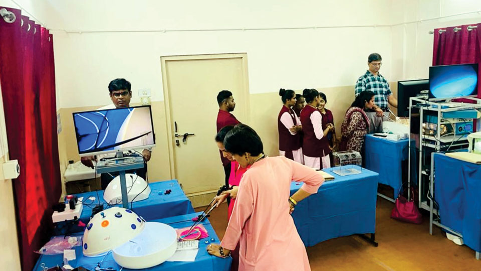 Dry Lab simulation in Laparoscopic suturing skills at Amritakripa Hospital
