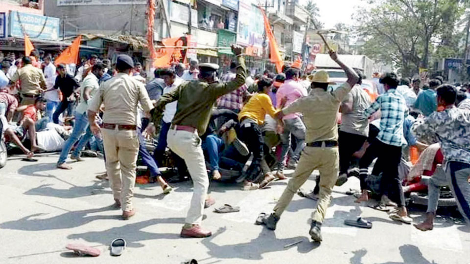 Keragodu Hanuma Dhwaja row: Police resort to lathi-charge as protest turns violent