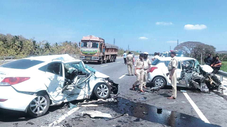Mysuru youth killed on Expressway as car jumps divider and hits another car