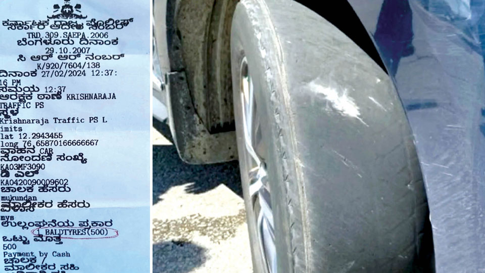 Car driver fined for bald tyres!