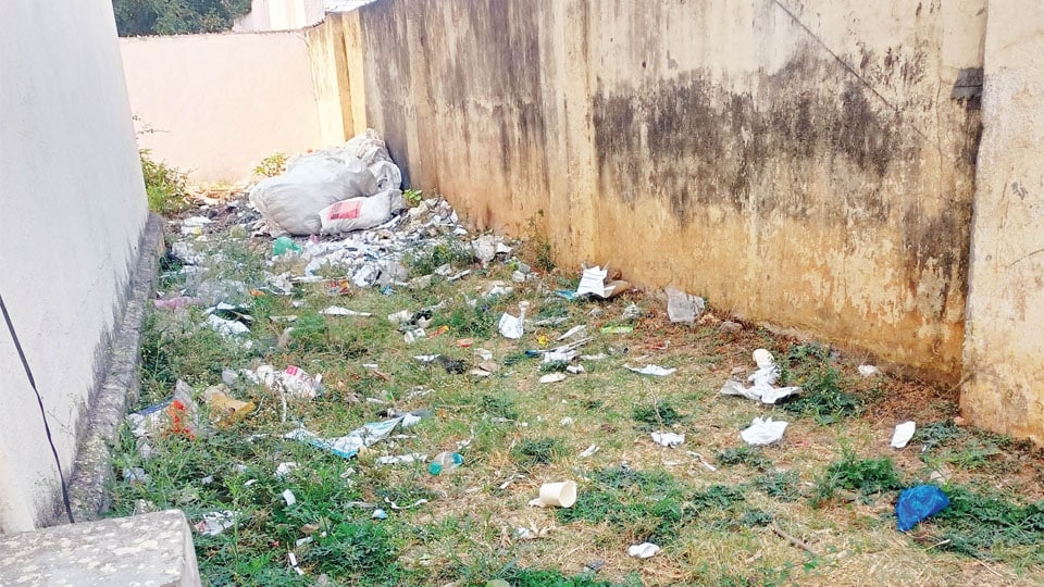 Garbage at Government PU College entrance