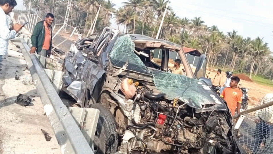 Car topples nine times on Expressway