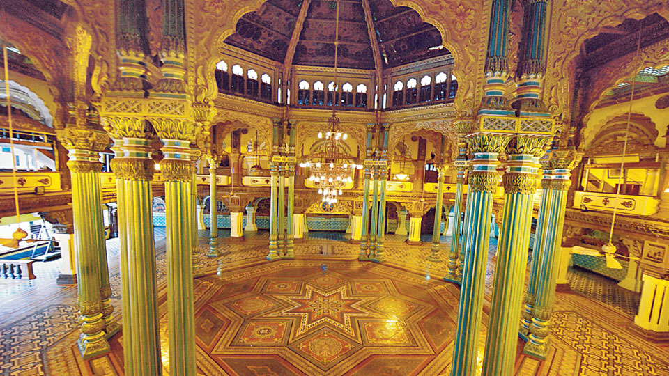 Mysore Palace’s opulent Peacock Pavilion