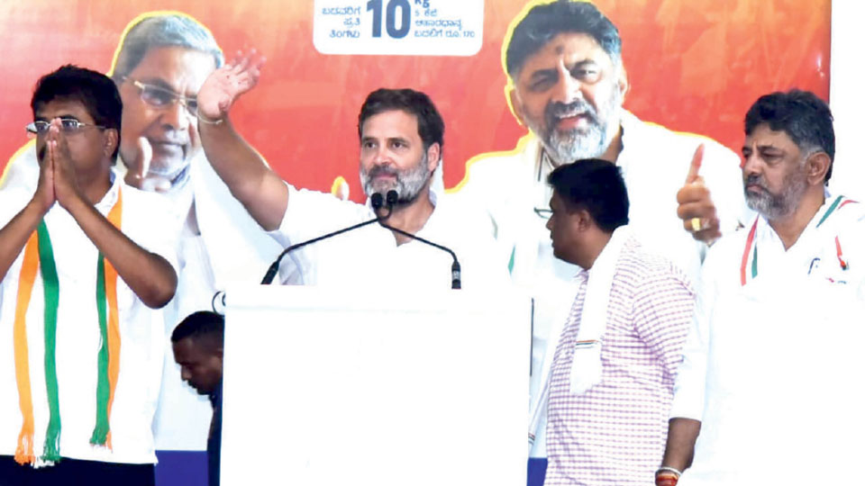 Rahul Gandhi lists Congress party's promises in Mandya