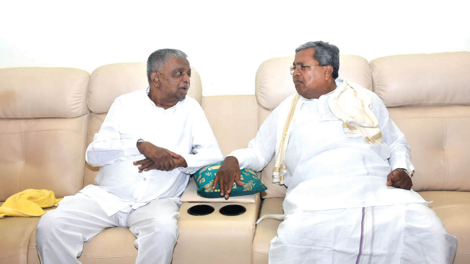 CM Siddaramaiah calls on MP Sreenivasa Prasad