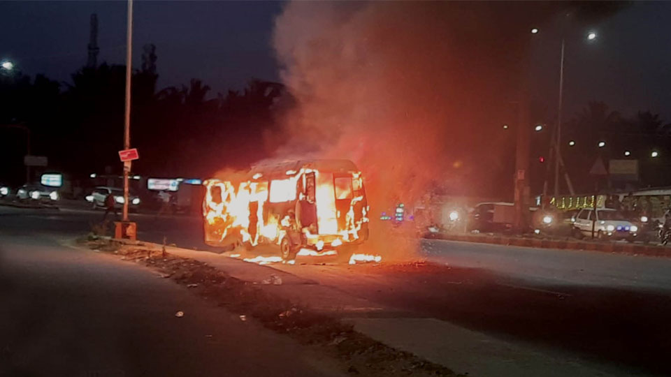 Ambulance gutted at Hebbal