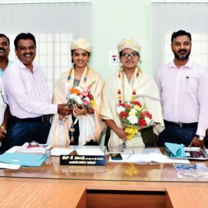 DDPI fetes SSLC toppers  D.S. Dhanvee of Sadvidya and S. Jahnavi of BVB School