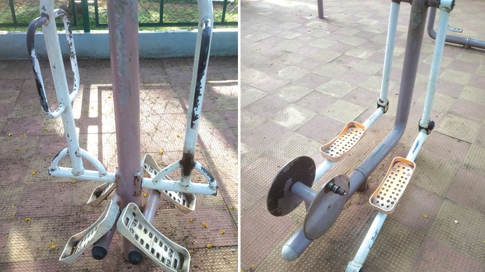 Cheluvamba Park gym equipment needs repair
