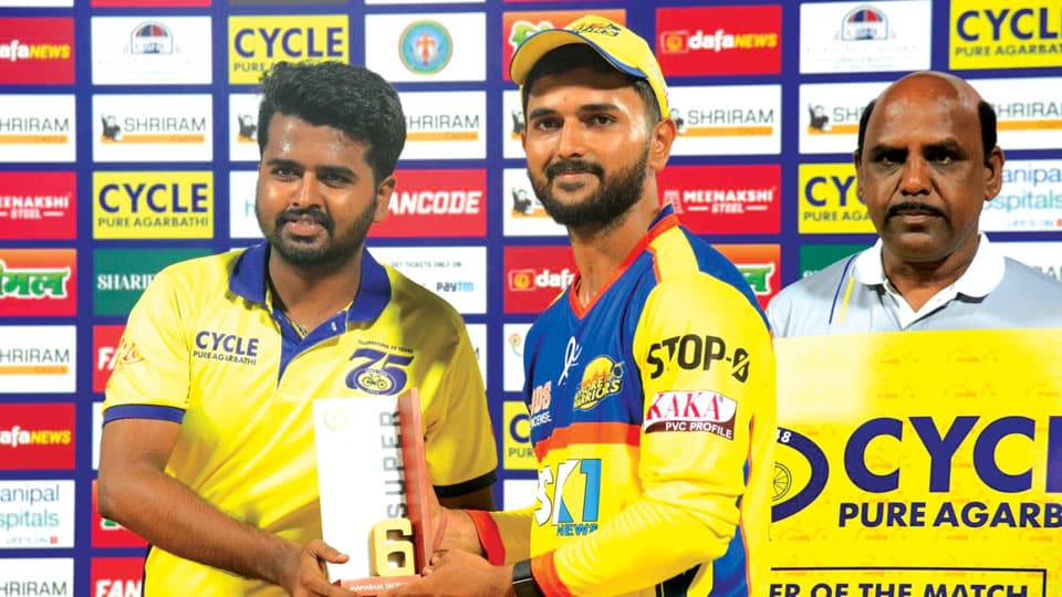 Bhandage’s blitzkrieg powers Mysore Warriors to victory