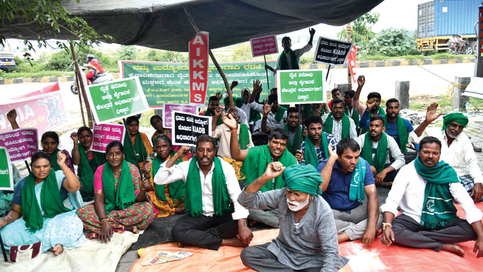 Farmers stage protest seeking jobs to land losers