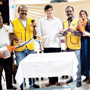 Lions Club of Mysore Vishwamanava Kuvempu donates grass-cutting machine