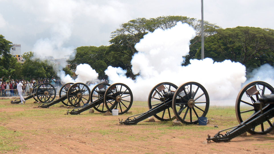 Second phase of cannon firing drill for Dasara jumbos held