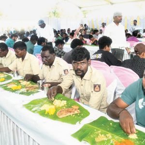 District Administration hosts breakfast for care-takers of Dasara elephants