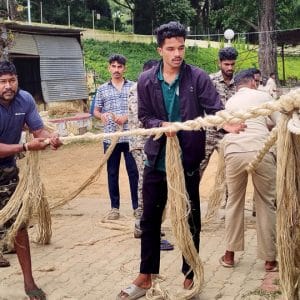 Teams prepare jute ropes for wild elephant capture