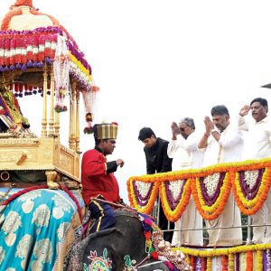 Yaduveer abstains from Jumboo Savari inauguration