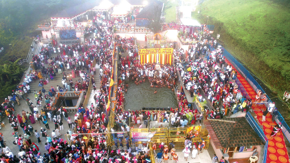 Thousands of devotees witness Cauvery Theerthodbhava at Talacauvery