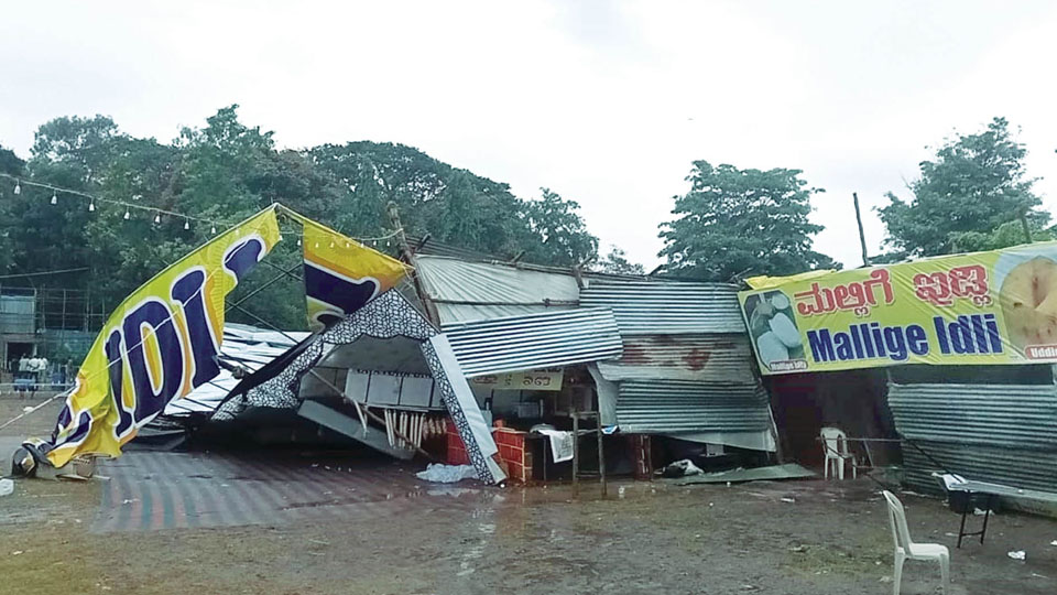 Food stall comes crashing