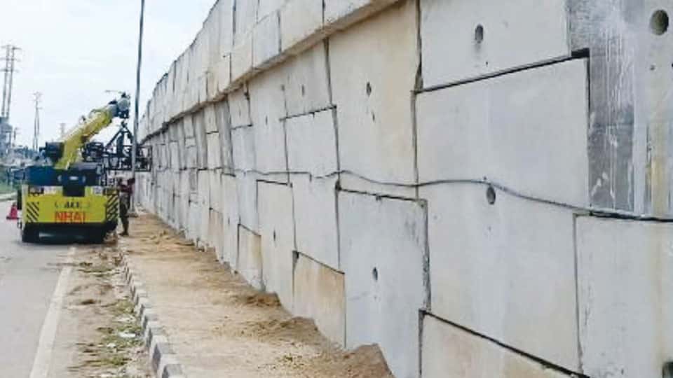 20 months after Mysuru-Bengaluru Highway opens… Retaining wall slants, raising safety concerns