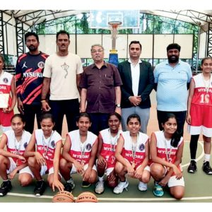 Mysuru girls team wins Basketball title in Karnataka State Mini Olympics