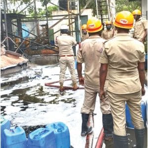 Fire at bio-synthetic oil tank on KRS Road