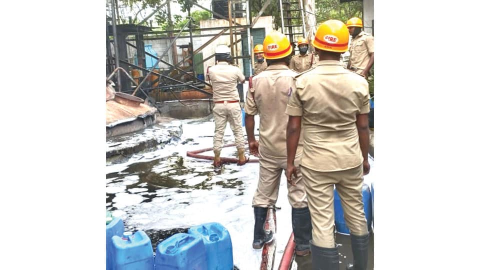 Fire at bio-synthetic oil tank on KRS Road