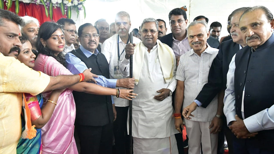 CM lays foundation for International Cricket Stadium in Tumakuru