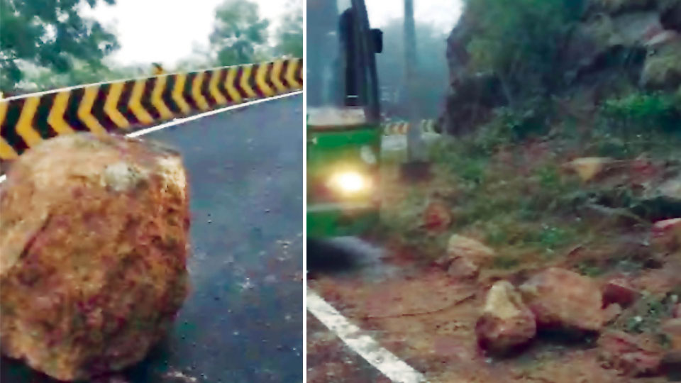 Cyclone Fengal Effect: Huge boulder rolls over road atop Chamundi Hill