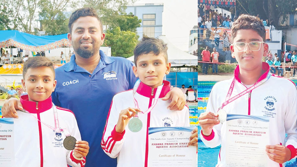 A Medal winners in South Zone Aquatic Championship