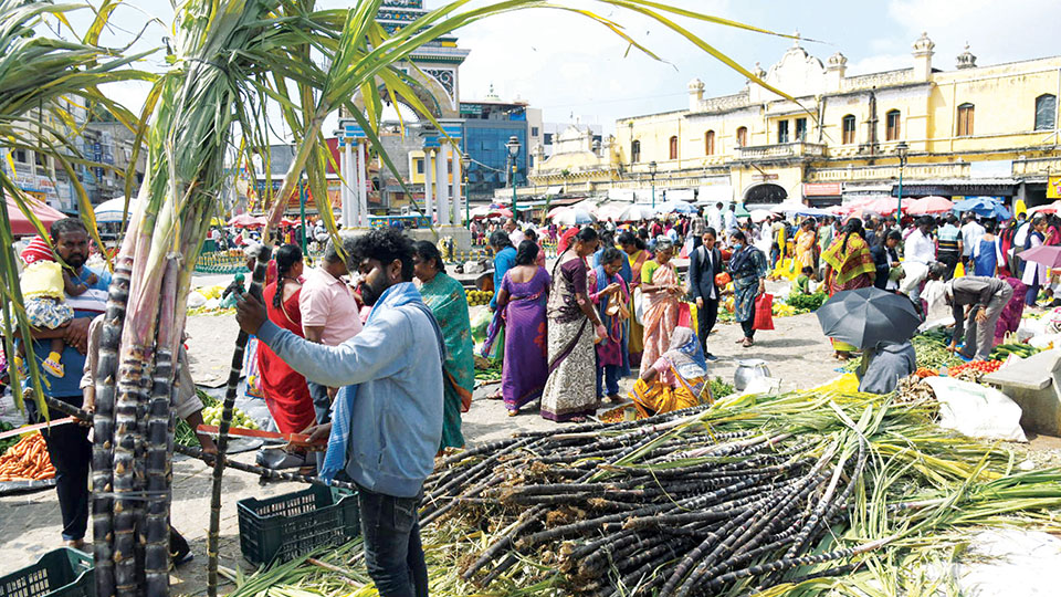 Makara Sankranti Tomorrow Hectic Shopping at City Markets Star of Mysore