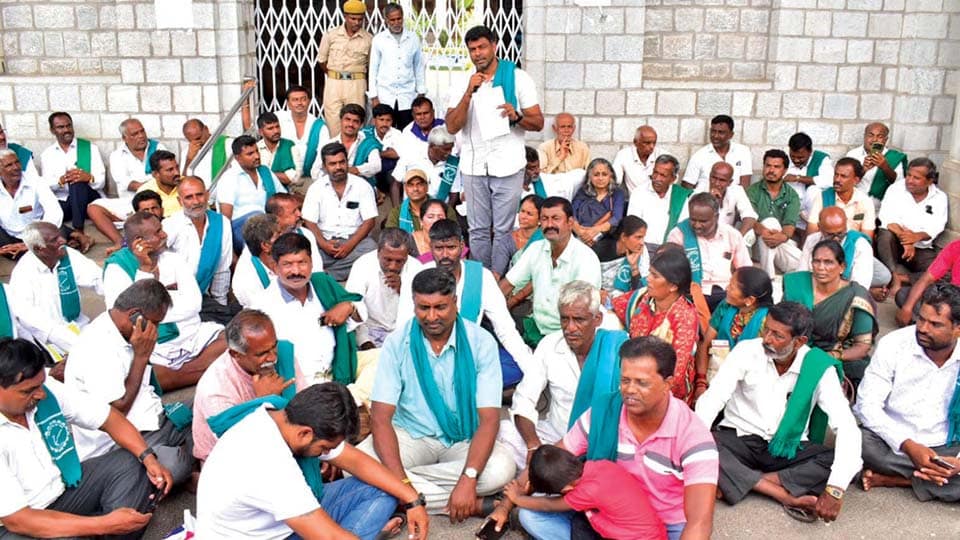 KRRS stages demonstration against Amusement Park and Cauvery Arati