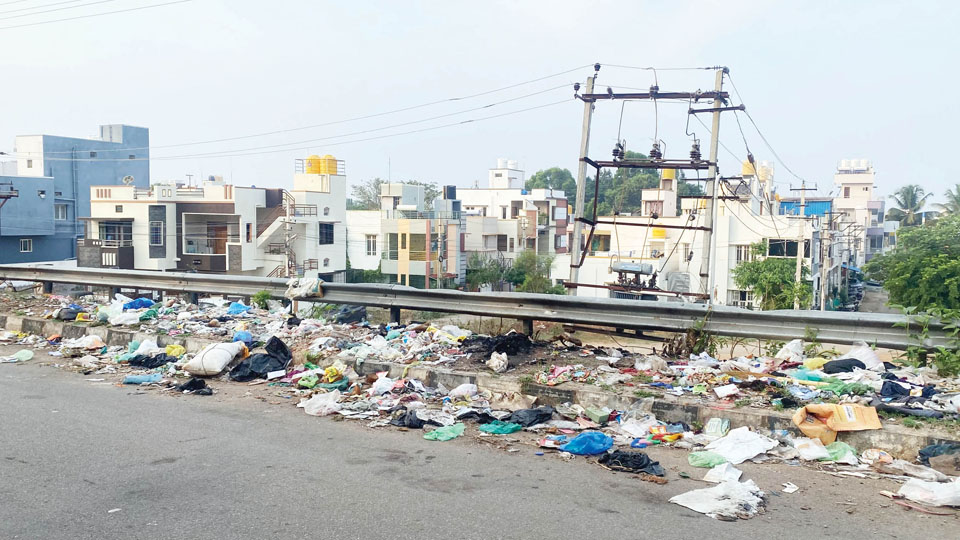 Lingambudhi Lake bund turning into a garbage dump