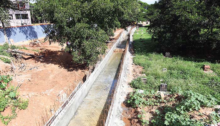 MGP slams illegal drain work in Poornaiah Canal