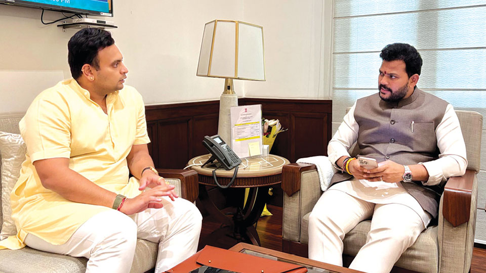 MP discusses Mysore Airport development with Union Minister