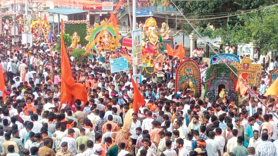 Nagamangala sees peaceful mass Ganesha idol immersion