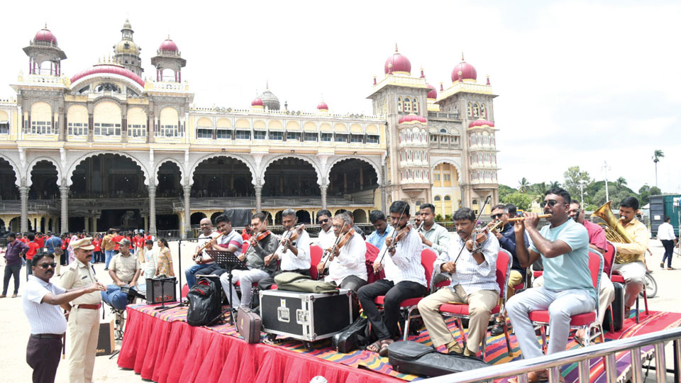 Police Band rehearses for this evening’s event