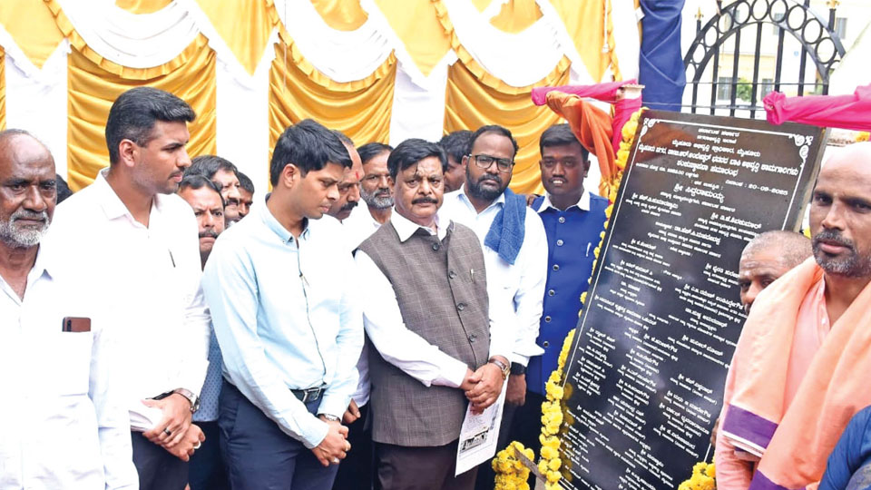 Dist. Minister launches continued works of Ambedkar Bhavan