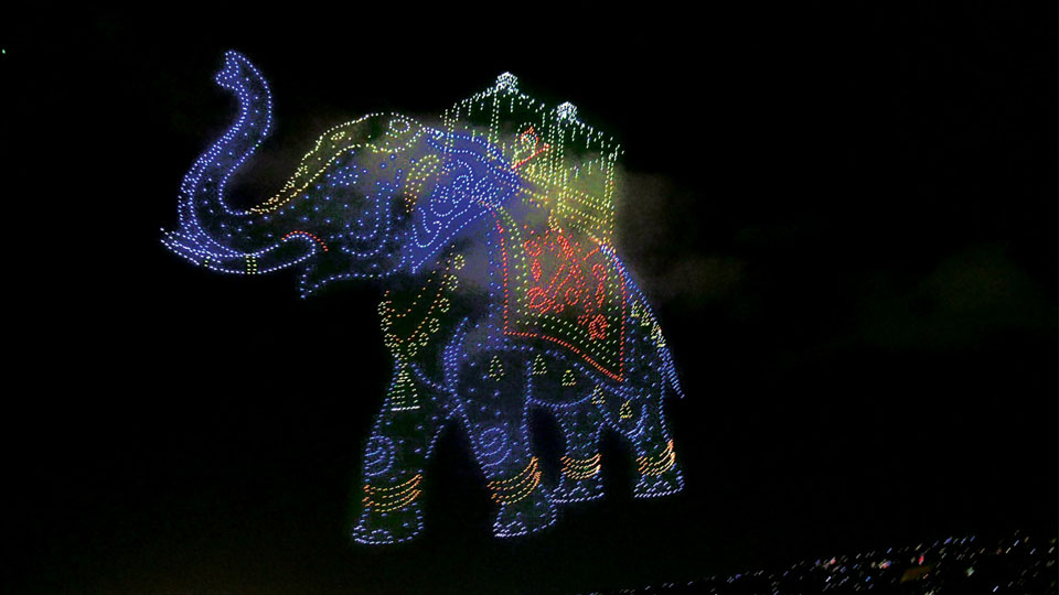 City’s night sky turns into a canvas of light