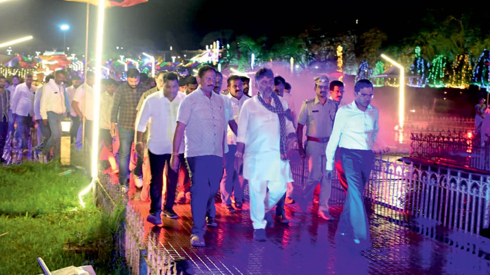 Dy.CM Shivakumar inspects KRS ahead of Cauvery Aarti
