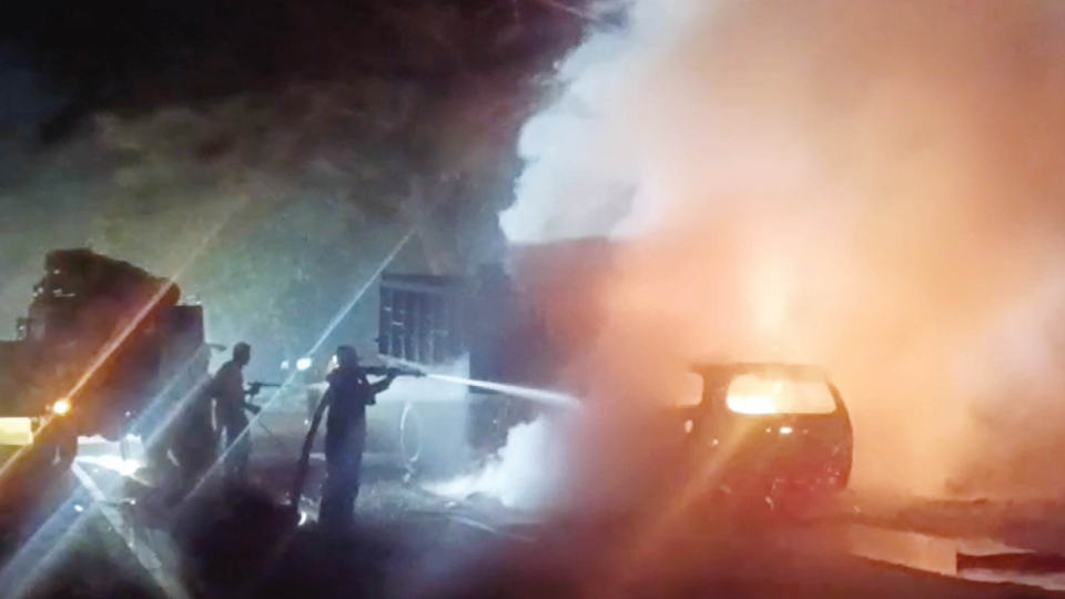 Hunsur GP Member burnt alive in tipper-car collision