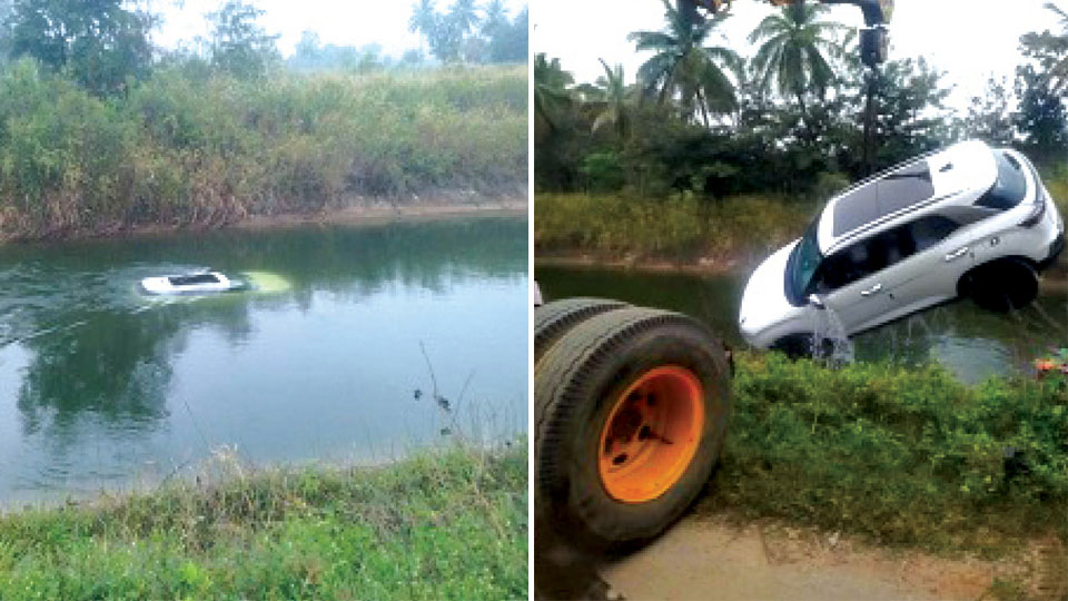 Car plunges into VC Canal; driver escapes unhurt
