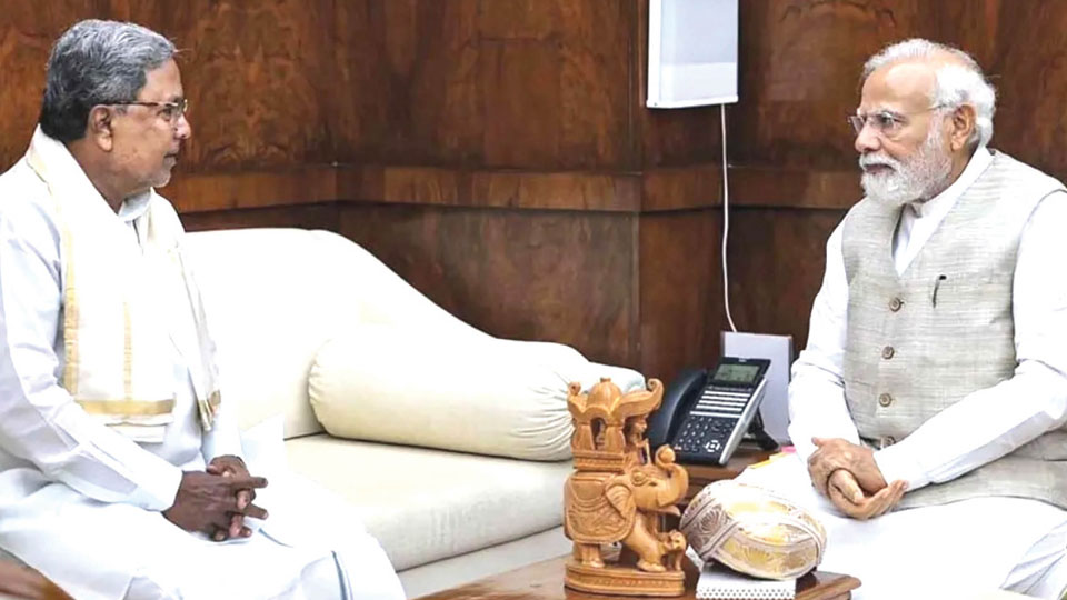 CM Siddaramaiah meets PM Modi, seeks nod for projects, funds