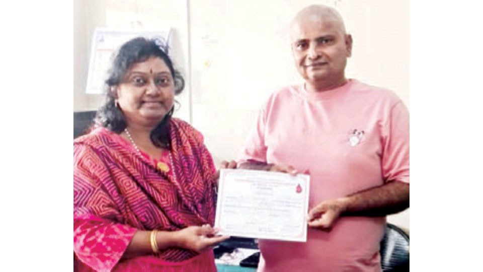 Donates blood for record 102 times!