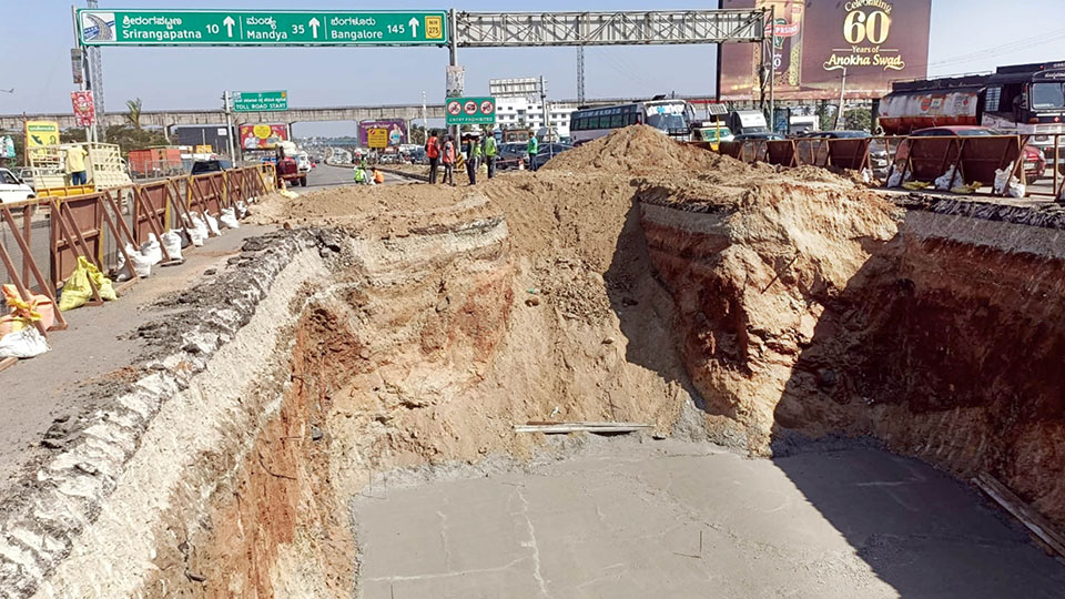 Grade separator works begin at Mysuru- Bengaluru Highway junction