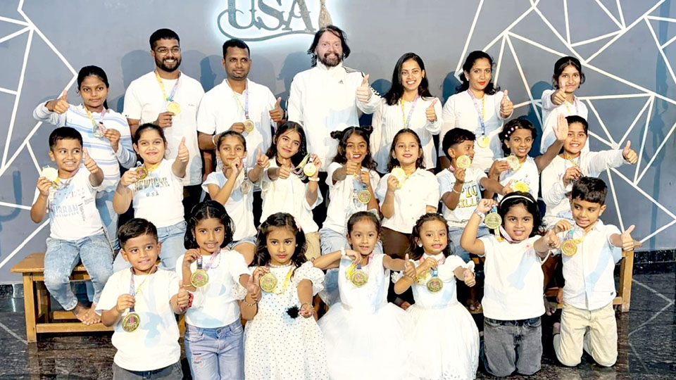 Medal winners in sports dance championship