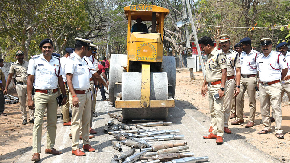 Do not crush silencers and damage roads