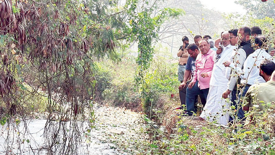UGD water flowing to Lingambudhi Lake: MLA inspects spot, assures solution