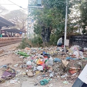 Stinking garbage, an eyesore near Chamarajapuram Railway Station